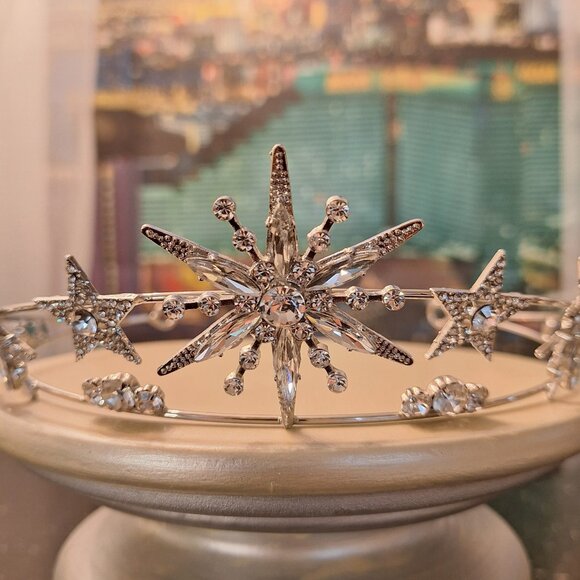Silver Star Tiara- Wedding Hairpiece- Constellation Hair Jewelry- Crown - Picture 2 of 5